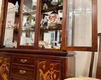 2 pc Broyhill Asian 3 drawer China Cabinet with matching