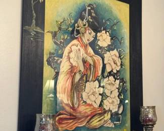 Reverse Glass Asian Geisha - 1940's