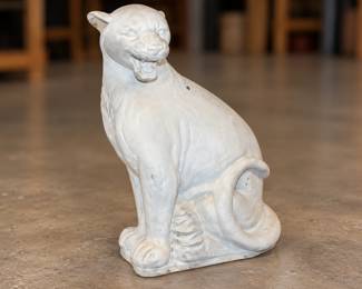 Weathered Feline Sculpture in Studio