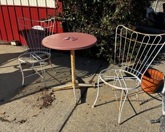 Vintage iron chairs and table
