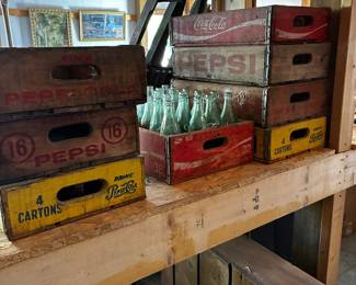Vintage Coke and Pepsi crates
