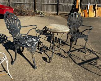 Iron chairs and table