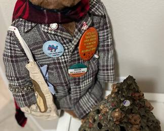 Collectible bear and light up ceramic Christmas tree