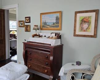 Empire Dresser, Artwork, Wicker Rocking Chair