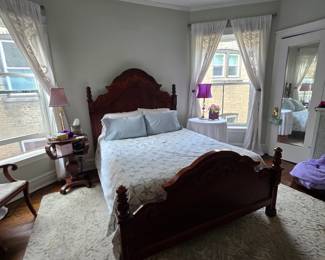 Mahogany Bed, Side Tables, Rug and Curtains
