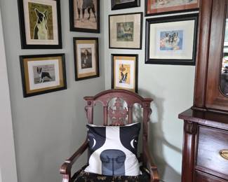 Boaton Terrier Artwork & Walnut Chair