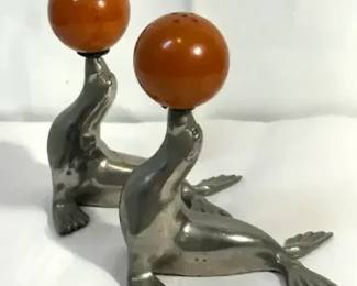 Metal and bakelite salt and pepper