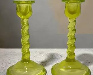 Uranium glass candle holders