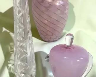 Vintage glass vase & perfume bottle
