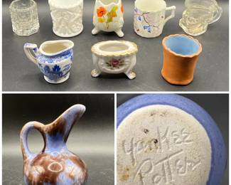 (9) Miniature Vessels incl. Yankee Potter & Glass Face Mug