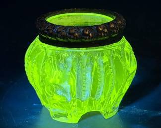 Sterling Silver Rimmed Antique Vanity Jar