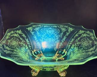 1929-1943 Cambridge Glass Diane Pattern Flared Footed Centerpiece Bowl Gold Krystol