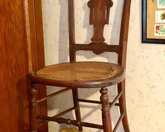 Antique Victorian Eastlake Chair With Caned Seat