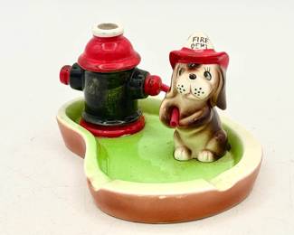 Japanese Firefighting Dog Vintage Ashtray