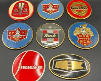 (8) 1950s Wheaties Cereal Metal Car Badges / Emblems