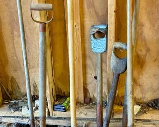 Shovels and Wooden Rake Lot