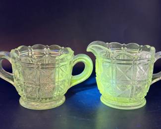 Vintage Open Sugar Bowl & Creamer