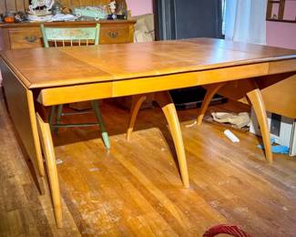 Mid Century Heywood Wakefield Drop-Leaf Dining Room Table
