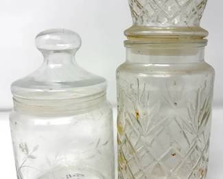 2 Pretty Vintage Glass Containers w/ 1983 Collectable Planter’s Jar