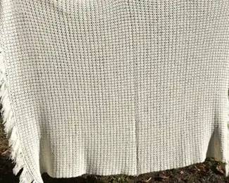 Handmade White Crochet Blanket 54x70