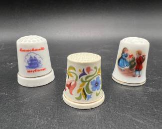 (3) Porcelain Thimbles incl. Avon