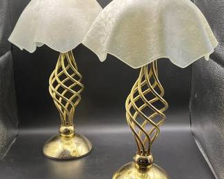 (2) Paragon Spiral Brass Tealight Candle Lamps