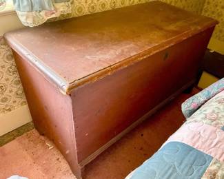 Antique Floor Chest with Contents (Quilts, Blankets)