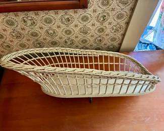 Antique Rattan Baby Basket (No Stand)