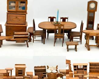 Amazing Vintage Wooden Dollhouse Furniture Handmade