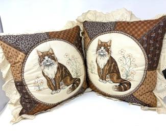 2 Handmade Kitty Pillows