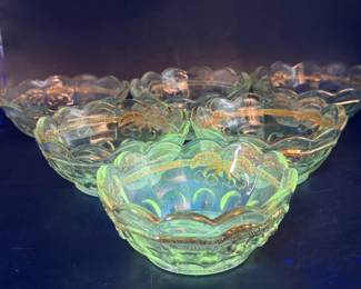 (6) Northwood Glass Cherry Cable Dessert Bowls