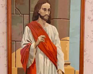 Framed Jesus Painting with Rich Colors