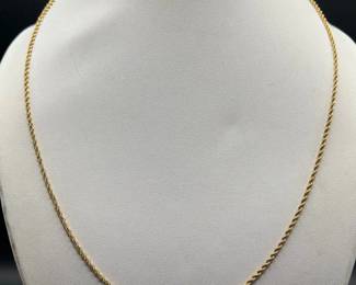 14K Gold Twisted Rope Chain Necklace