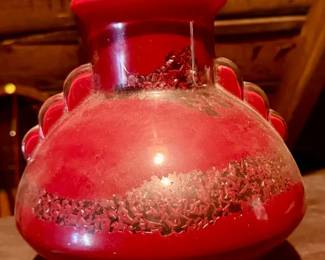 Vintage Red Table Lamp With Note