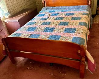Vintage Full-Size Bed Frame with Bedding