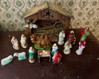 Antique Christmas Nativity Set
