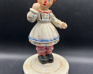 1971 Schmid Raggedy Ann “Toyland” Porcelain Rotating Music Box *Working*