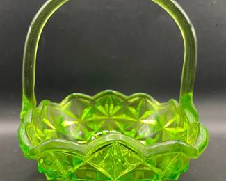 1980s Indiana Glass Green Basket
