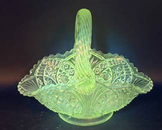 Vintage Glass Bride Basket-UV Reactive