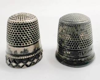 (2) Sterling Silver Thimbles
