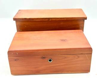 (2) Vintage Wooden Jewelry Boxes Feat Lane