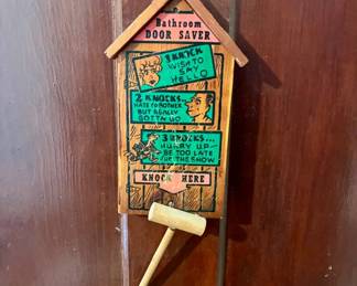 "Bathroom Door Saver" Vintage Wooden Door Knocker
