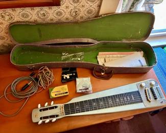 Guyatone 6-String Lap Steel Electric Guitar with Hard Case and Accessories