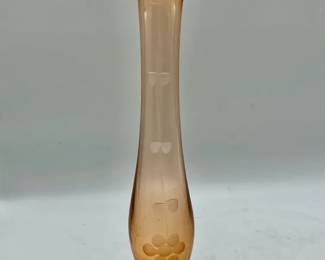 8” Pink Depression Art Glass Swung Vase