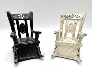 Hand-painted Cottagecore Cast Iron Rocking Chair Salt & Pepper Shakers