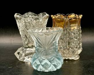 (3) Vintage Glass Toothpick Holders