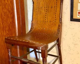 antique 19th-century perforated plywood and bentwood chair