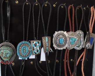 Navajo and Zuni Bolo Ties (most are Sterling all are signed)