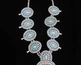Petit Point Nadja & Flowering Squash Blossom (Navajo, Larry Moses Begay)