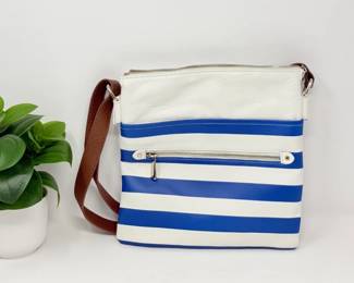 33 DanierBlueWhiteStripedLeatherCrossbodyBag